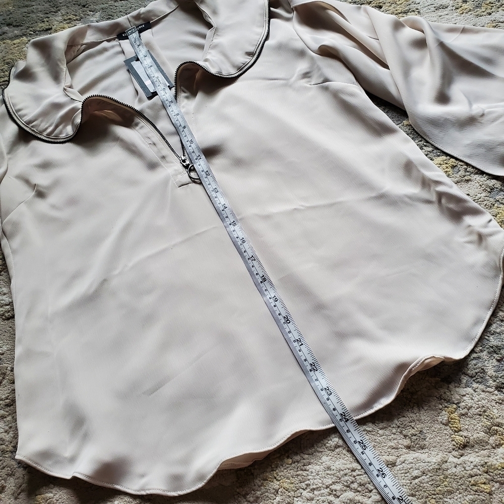 Kenneth Cole Blouse With Zip Flounce in Eggshell - Picture 9 of 14